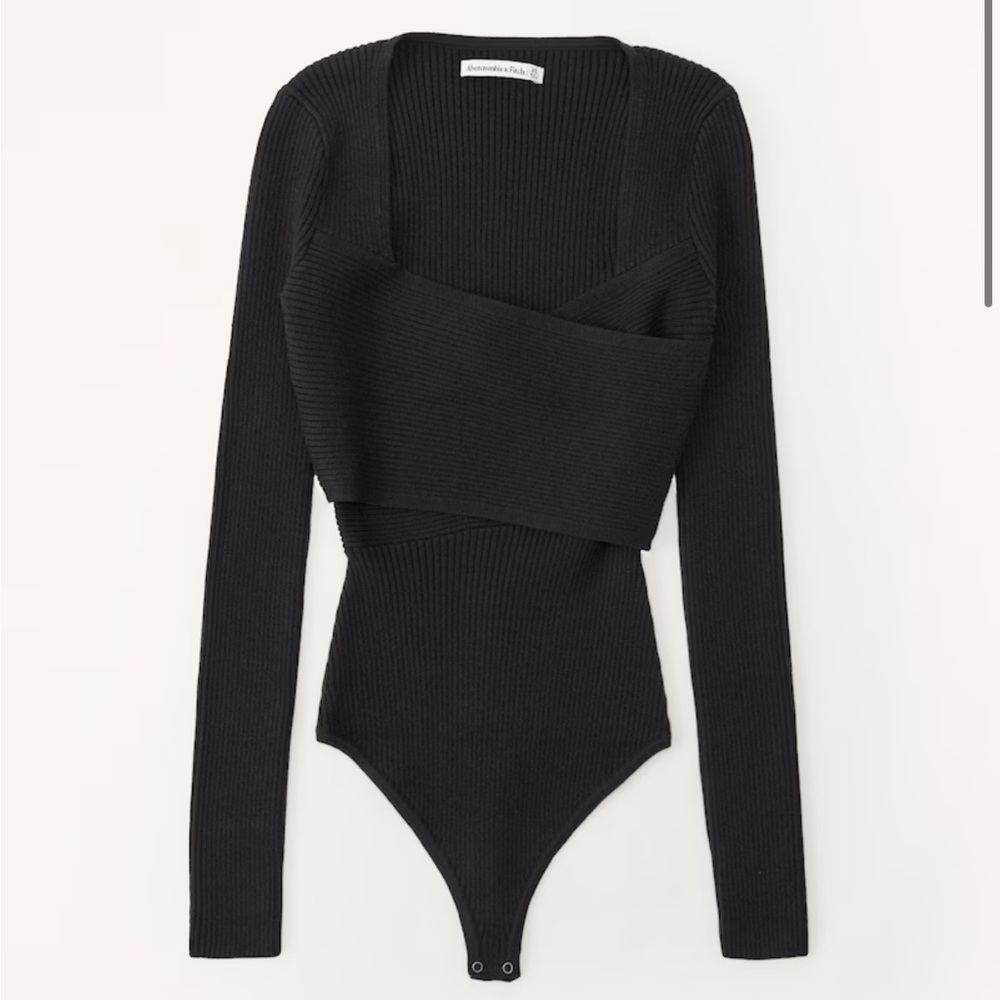 Abercrombie LuxeLoft Black Wrap Bodysuit ❄️🖤